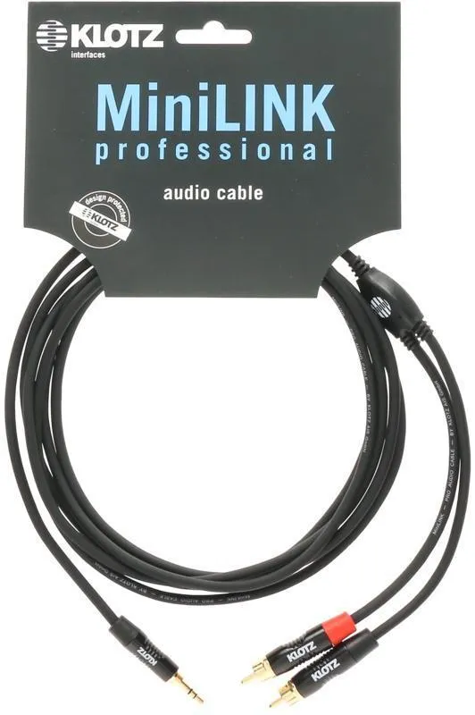 Klotz MiniLink Pro TRS 3,5 mm - 2x RCA Y-kabel - 0,9m