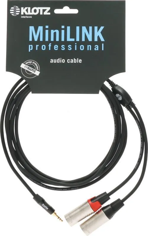 Klotz MiniLink Pro TRS 3,5 mm - 2x XLR samec Y-kabel - 3m