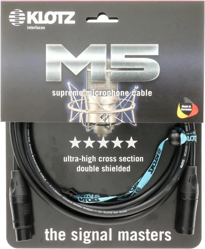 Klotz M5 mikrofonní kabel, dvojité stínění, Klotz XLR, 15m