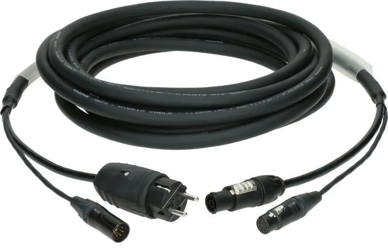 Klotz DMX a napájecí hybridní kabel 3G1.5 XLR 3p + Schuko => powerCON TRUE1 - 10m