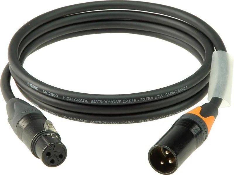 Klotz M2 mikrofonní kabel, barevné kódování, XLR 3p samice/samice, Neutrik konektory, 3m