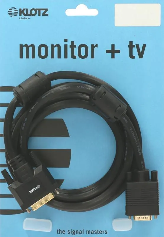 Klotz monitorovací kabel - 2m, zlaté DVI-I a VGA konektory