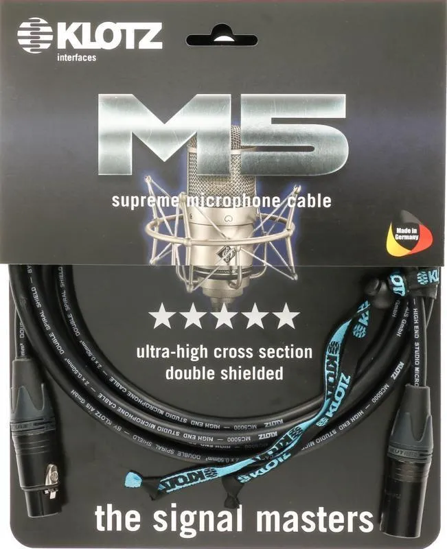 Klotz mikrofonní kabel XLR-XLR, dvojité stínění, Neutrik, 1,5m