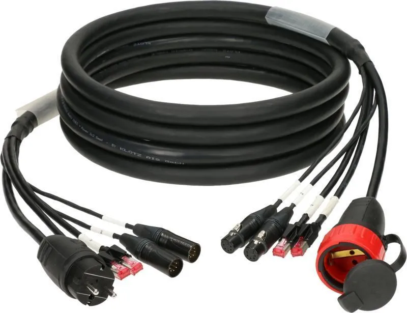 Klotz hybridní kabel CAT5e a DMX, 2 x RJ45, 2 x XLR 5p, Schuko - 20m