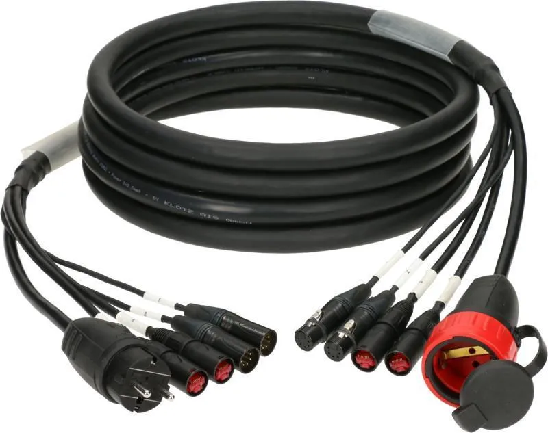 Klotz hybridní kabel CAT5e a DMX a napájení 3G2.5, 2 x etherCON, 2 x XLR 5p, Schuko - 5m