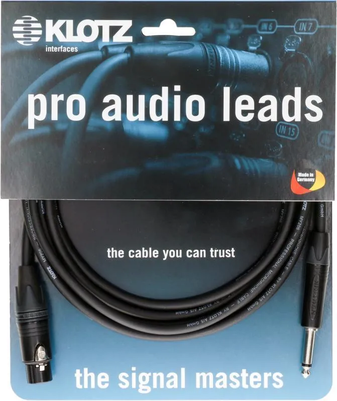 Klotz kabel - asimetrický Neutrik XLR, asimetrický Jack, 10m