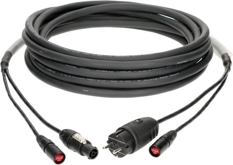 Klotz hybridní kabel CAT5e a napájení 3G1.5 1 x etherCON + Schuko => powerCON TRUE1 - 15m
