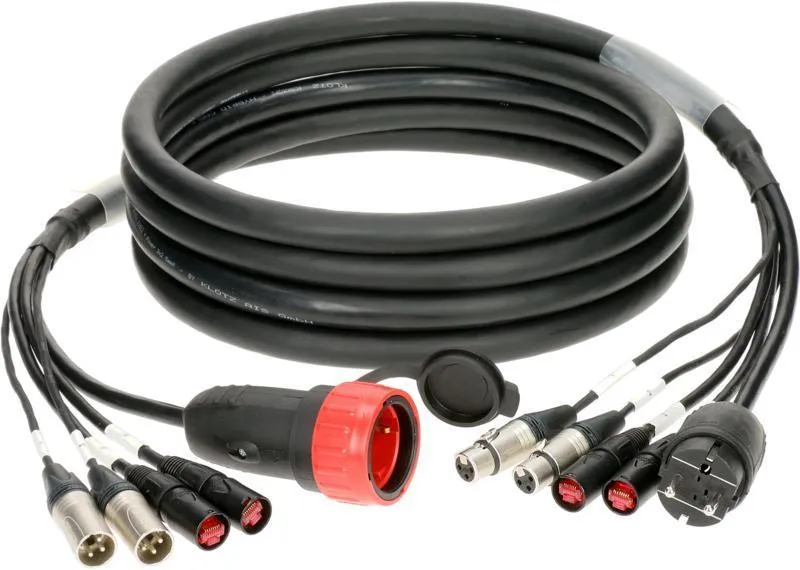 Klotz hybridní kabel CAT5e, 2 x etherCON, 2 x XLR 3p, Schuko - 5m