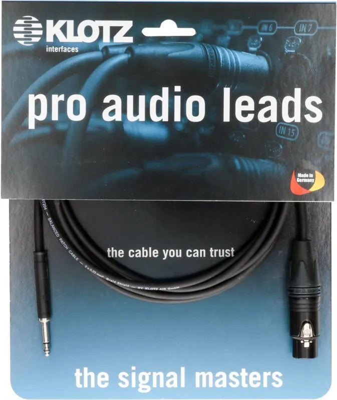 Klotz patch kabel XLR-Jack, 7,5m, černý, symetrický