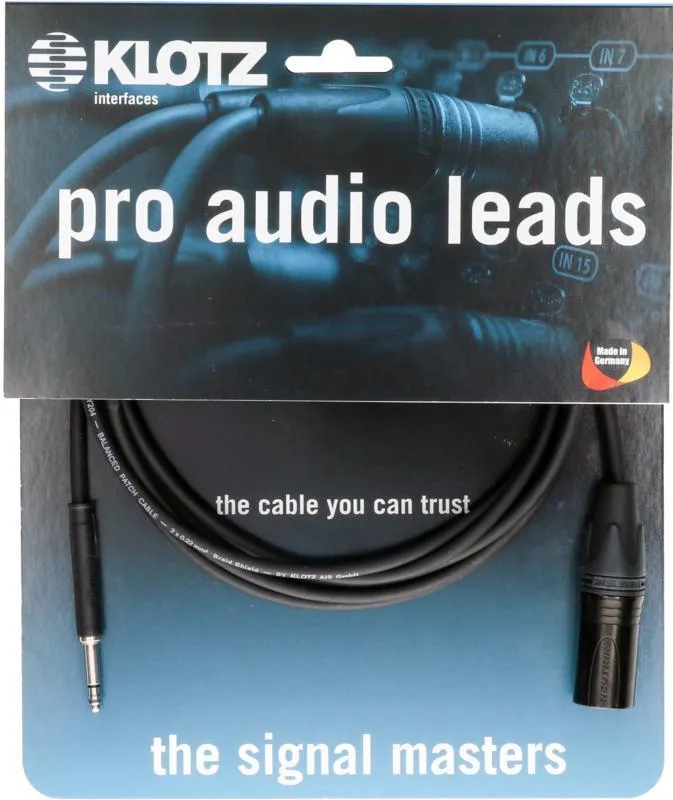 Klotz Patch kabel XLR-Jack, 2m, černý, symetrický