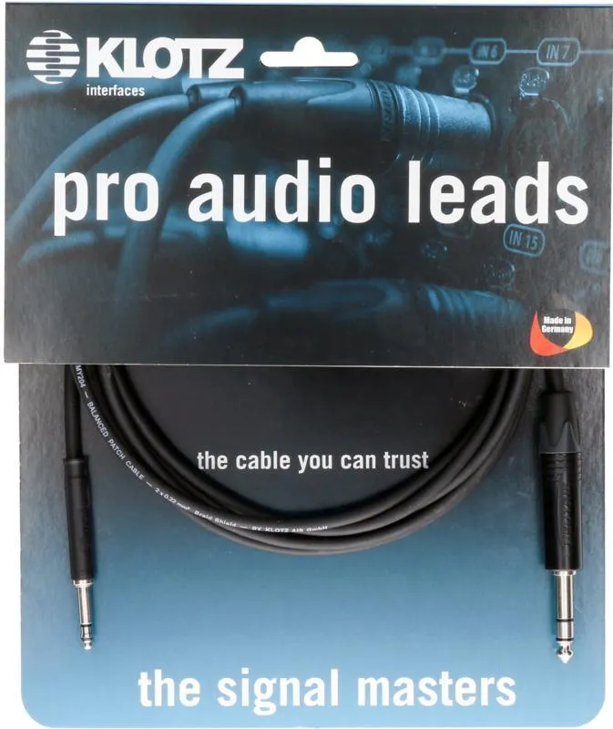 Klotz patch kabel - 3m, černý, TRS, symetrický, Bantam