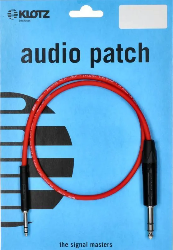 Klotz patch kabel - 0,6m, červený, TRS, symetrický, Bantam