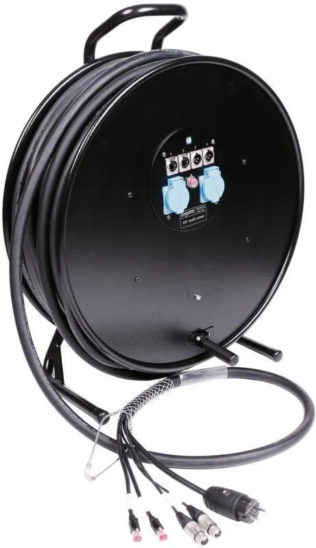 Klotz hybridní kabel CAT5e, audio a napájení, 2 x RJ45 => etherCON + 2 x XLR 3p + Schuko - 2,5m