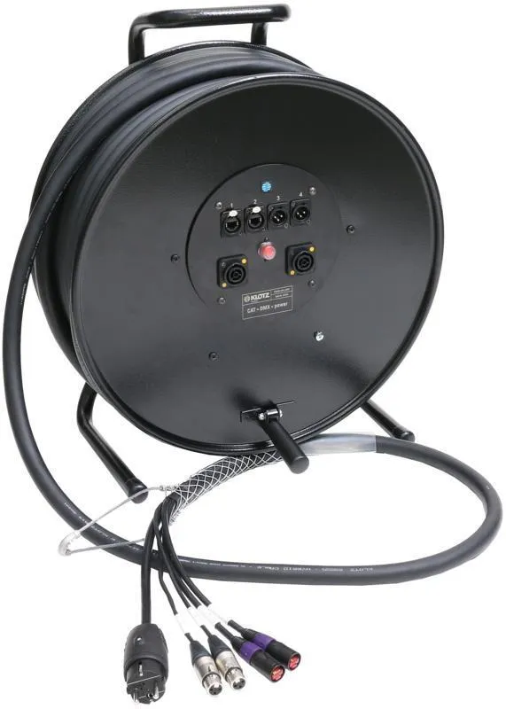 Klotz hybridní kabelový buben 2 x etherCON, 2 x XLR 3p, Schuko => powerCON TRUE1 - 40m