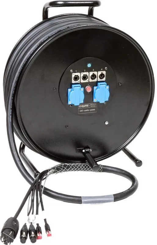 Klotz kabel hybridní CAT5e, DMX, 2 x RJ45 => etherCON, 2 x XLR 5p, Schuko - 2,4m