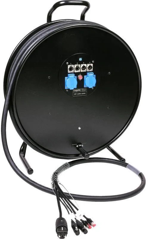 Klotz hybridní kabel CAT5e a DMX, 2 x RJ45 => etherCON + 2 x XLR 5p + Schuko - 2,5m