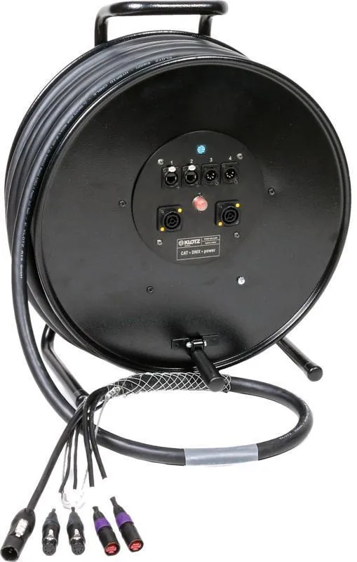 Klotz hybridní kabel CAT5e a DMX s 2 x etherCON, 2 x XLR 5p, powerCON TRUE1 - 2,4m