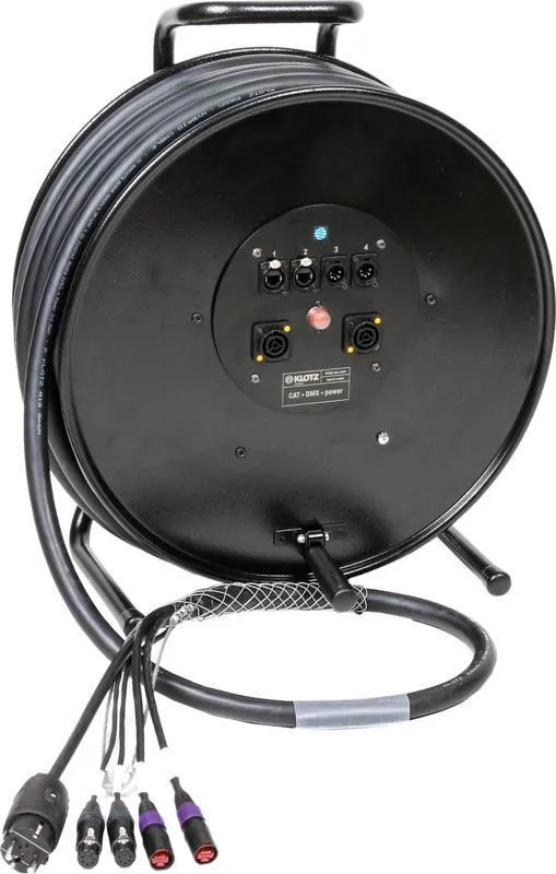 Klotz hybridní kabel - 2 x etherCON, 2 x XLR 5p, Schuko => powerCON TRUE1 - 2,4m