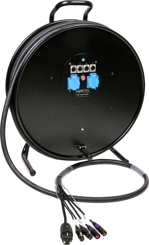 Klotz hybridní kabel CAT5e a DMX, 2 x etherCON, 2 x XLR 5p, Schuko - 2,5m