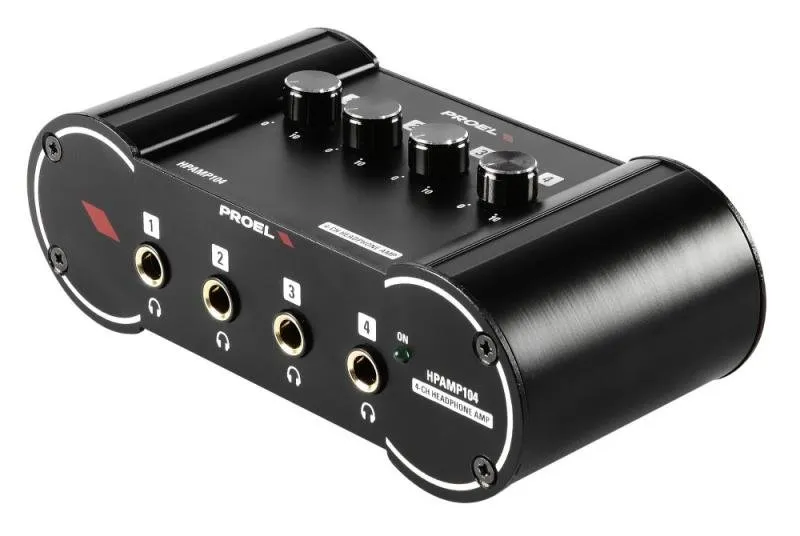 Proel Konektor pro sluchátka, 4 kanály, černý, kov, 6,3 mm jack/RCA vstup