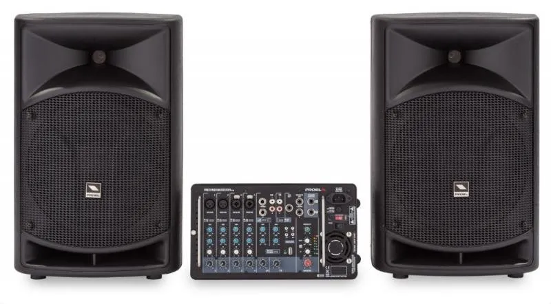 PROEL Aktivní dvoucestný reproduktor s mixážním pultem 10