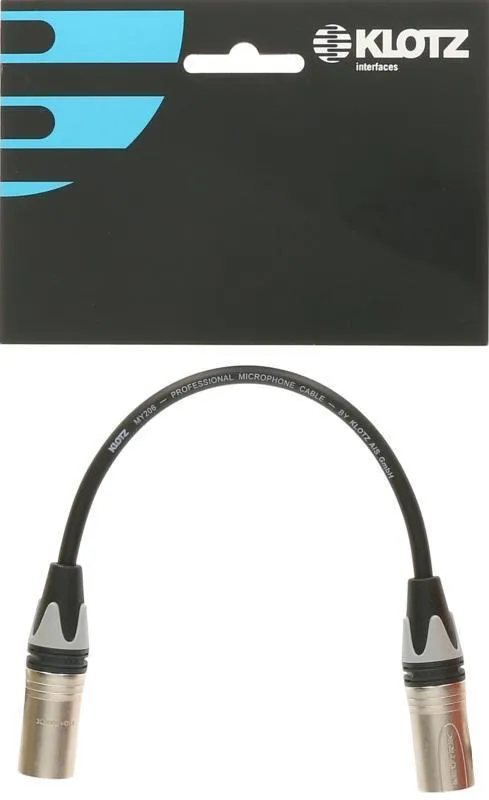 Klotz XLR adaptér kabel - 0,2m, Neutrik, 3p mužský