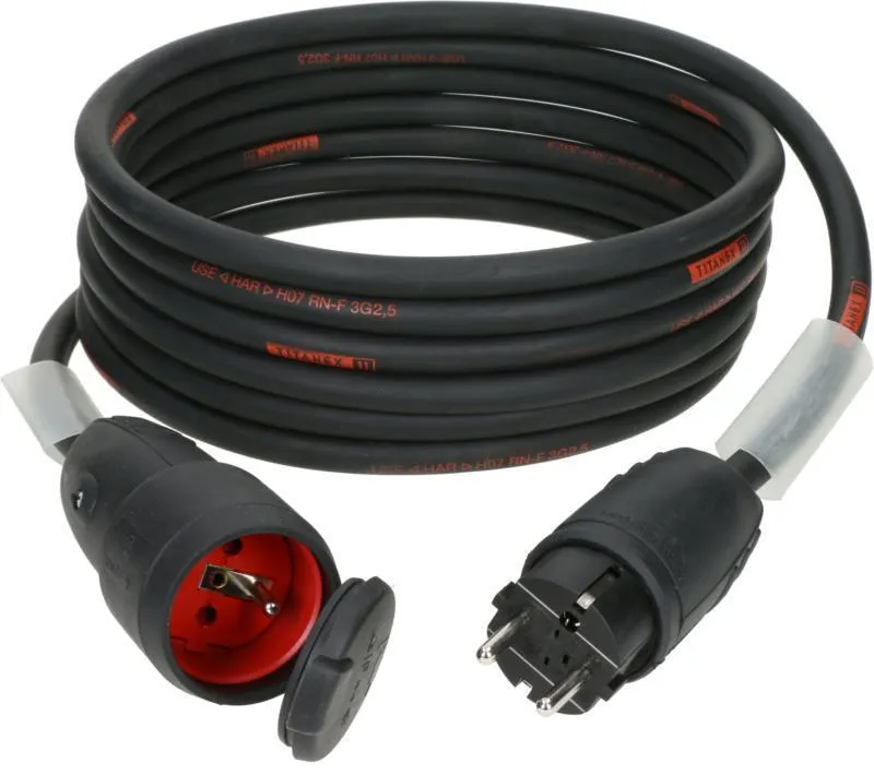 Klotz TITANEX H07RN-F napájecí kabel 3G 2,5 mm² Schuko (FR a BE) - pevná guma - 50m