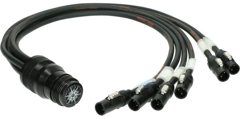 Klotz 6-cs. multicore napájecí fanout, RMP419AR - 6 x powerCON TRUE1, Socapex kompatibilní - 1m