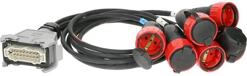 Klotz 6-kanálový multicore fanout KIMENET, Harting HAN 16E, 6 x Schuko, 1m
