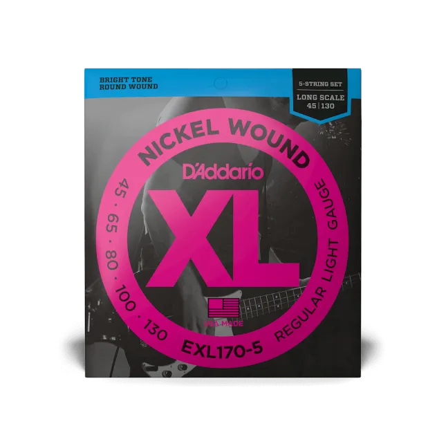 D'Addario EXL170-5 basové struny, niklové, 45-130