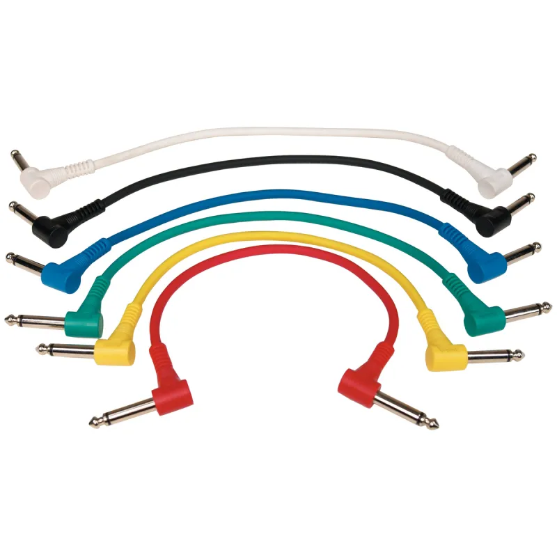 RockCable Patch kabel, úhlové TS konektory, barevné, 6 ks, 15 cm