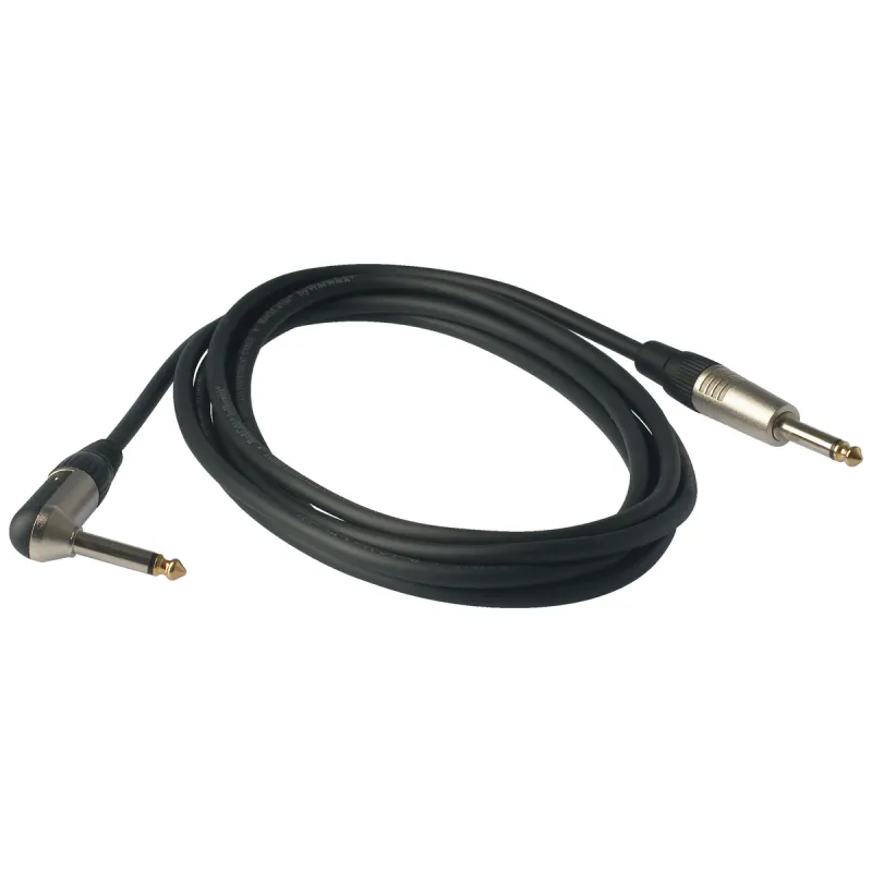 RockCable Kabel pro nástroje, úhlový/rovný TS, 3m, pozlacený konektor, černý
