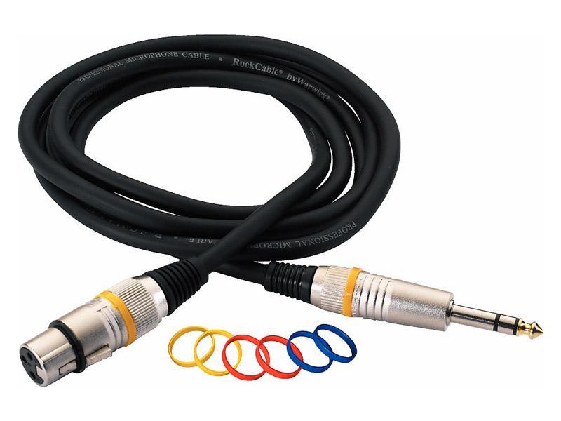 RockCable Mikrofonní kabel, vyvážený XLR a TRS, barevně kódovaný, 6m