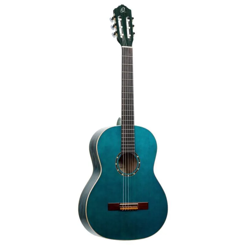 Ortega 4/4 klasická kytara, tenký krk, 6 strun, Ocean Blue, včetně gigbagu