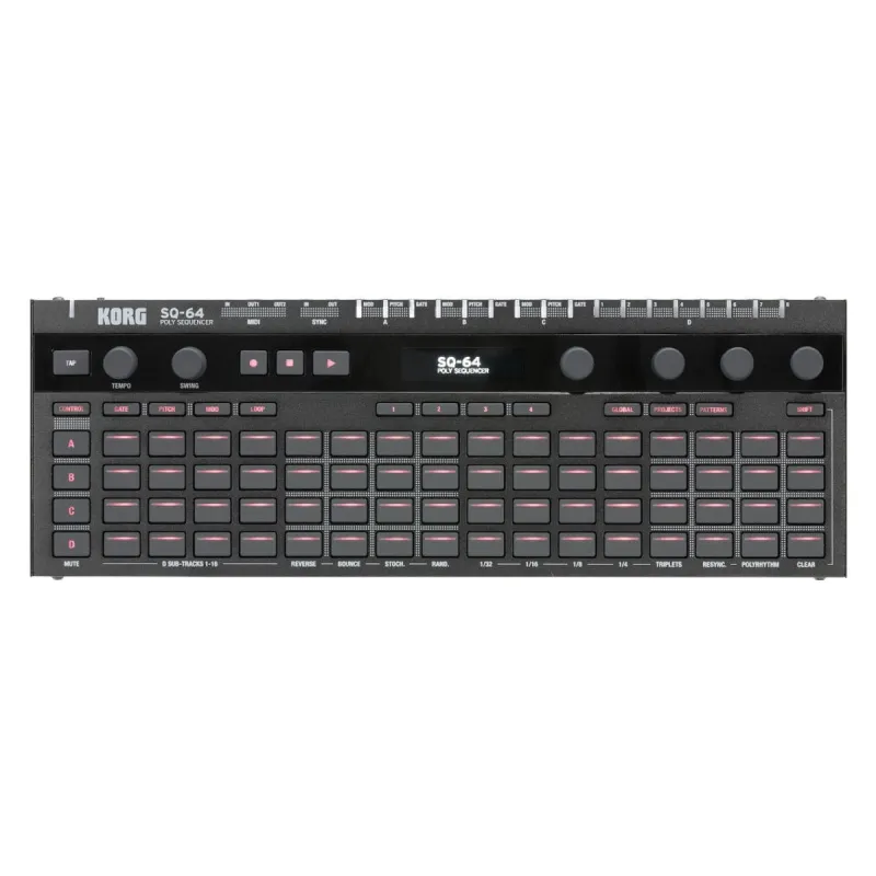 KORG SQ64, polifonní sekvencer, 64 tlačítek, MIDI, USB
