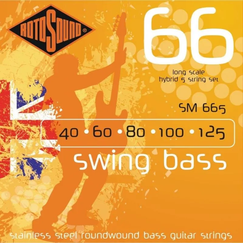 Rotosound Bassové struny, nerezová ocel, 5 strun, 40 60 80 100 125