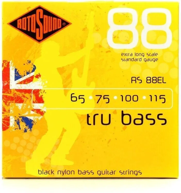 Rotosound Bassové struny, černý nylon, broušené, extra dlouhé, 65-115