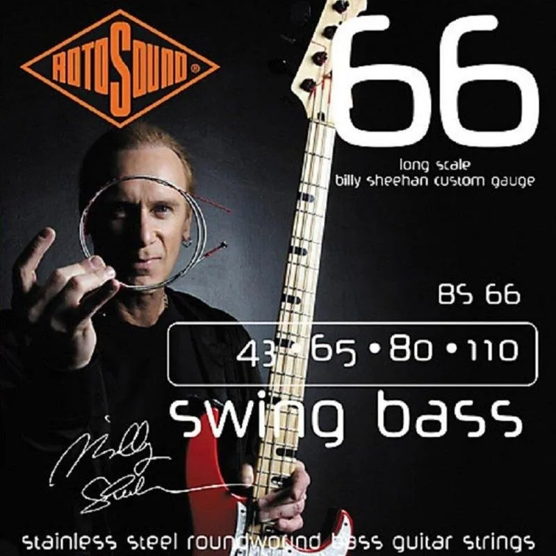 Rotosound Bassové struny, nerezová ocel, 43 65 80 110 — BILLY SHEEHAN SET
