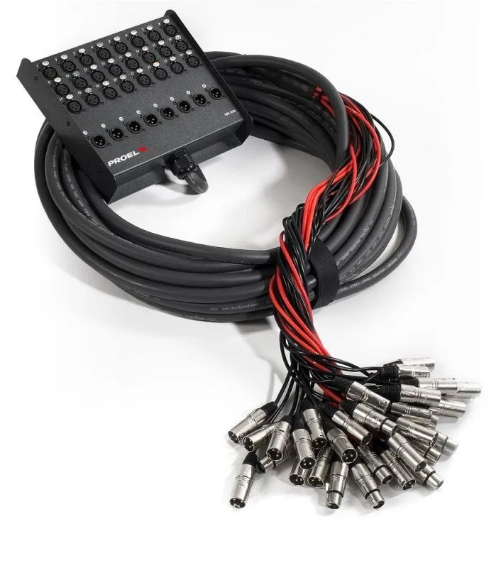 Proel Sestavený stage box, 24 vstupů / 8 výstupů, 25m kabel, plochá skříňka