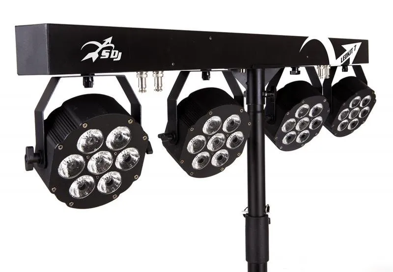 Sagitter LED par lampy 4ks, 7x10W RGBW/FC, s křížovým držákem, stativem, nožním spínačem