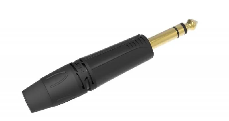 DH jack konektor, 6,3mm stereo, montážní, černý