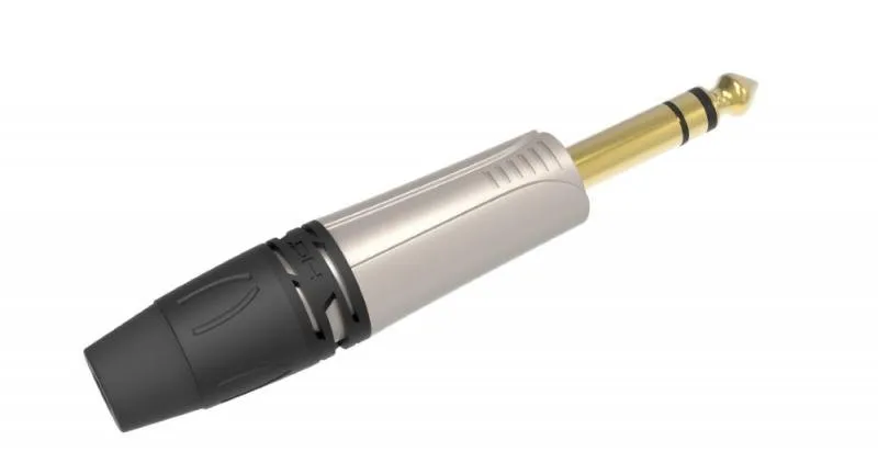 DH 6,3mm stereo jack, montovatelný, niklovaný