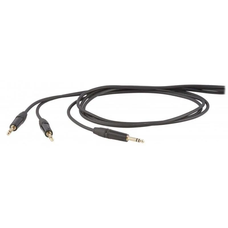 DH kabel, 3 m, 1x 6,3mm stereo jack - 2x 6,3mm mono jack