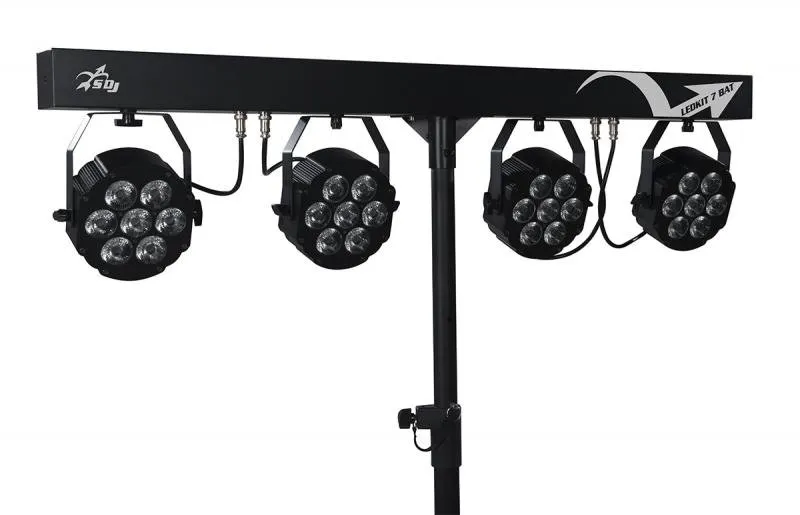 Sagitter LED par lampy 4ks, 7x10W RGBW/FC, s křížovým držákem a nožním spínačem