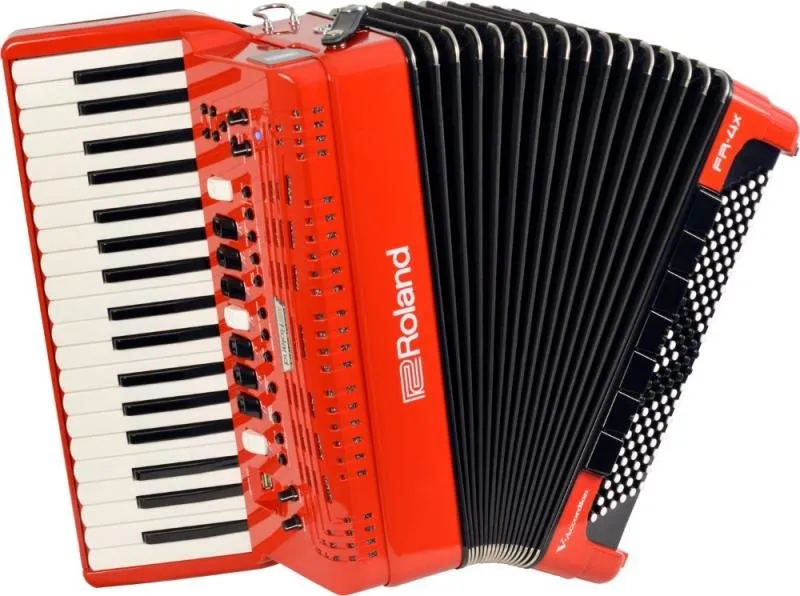 Roland digitální harmonika, vestavěný reproduktor, červená