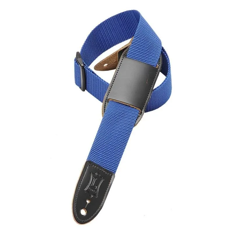 Levy's Kytarový popruh, polypropylen, kožená ramenní část, 4cm, 96cm, modrý