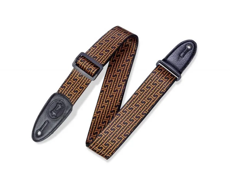 Levy's Kytarový popruh, polyester s koženými konci, černé kožené strany, 5cm