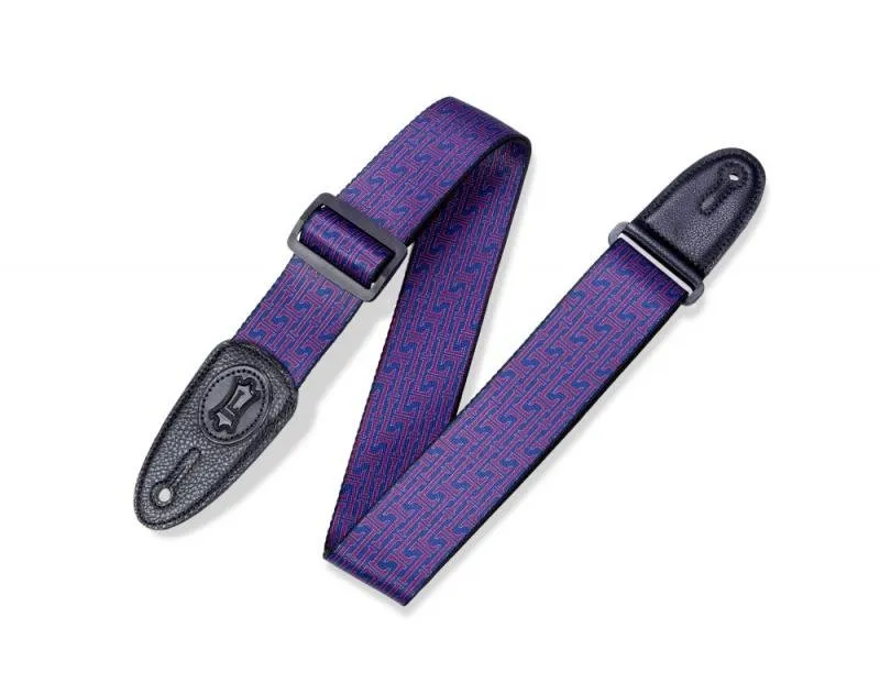 Levy's Kytarový popruh, Levys vzor, polyester, kožené konce, 5cm