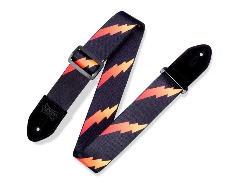 Levy's Kytarový popruh, polyester, kožená zadní část, černé koženkové strany, 5cm