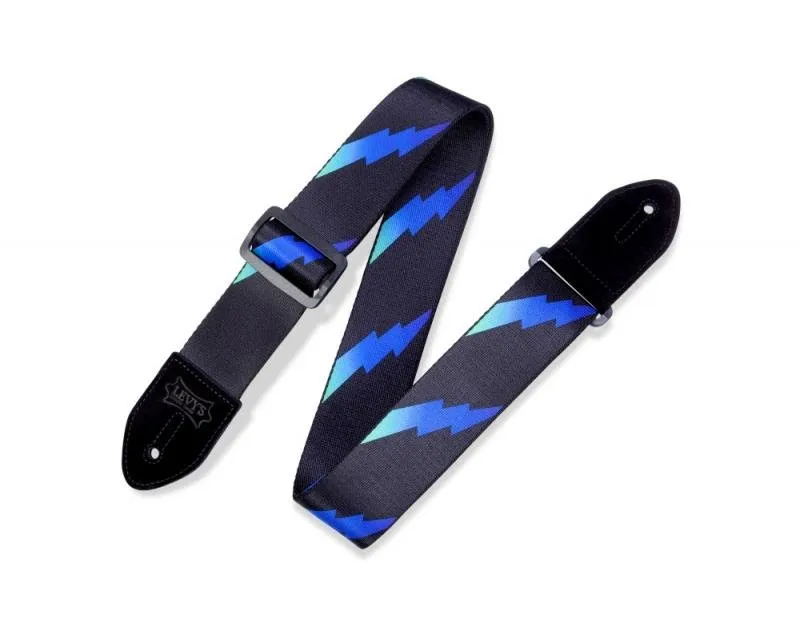 Levy's Kytarový popruh, Levys vzor, polyester, kožená zadní část, černé kožené boky, 5cm